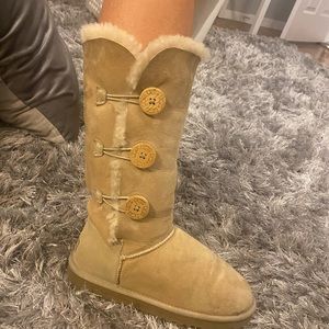 Tall Sand Button Uggs
